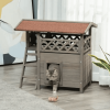 Indoor/Outdoor Cat House 2-Story Wooden Kitten Condo With Balcony Roof