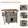 Indoor/Outdoor Cat House 2-Story Wooden Kitten Condo With Balcony Roof