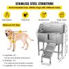 VEVOR Dog Grooming Tub, Professional Stainless Steel Pet Dog Bath Tub, with Steps Faucet & Accessories Dog Washing Station
