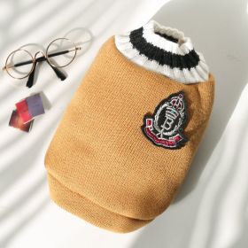 Knitted Vest V-neck Pet Clothes (Option: 278 Badge Sweater Khaki-3XL)