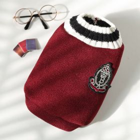 Knitted Vest V-neck Pet Clothes (Option: 278 Badge Sweater Wine Red-4XL)